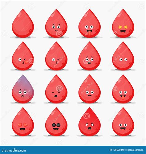Cute Red Blood Cells Erythrocytes Characters Vector Seamless Pattern