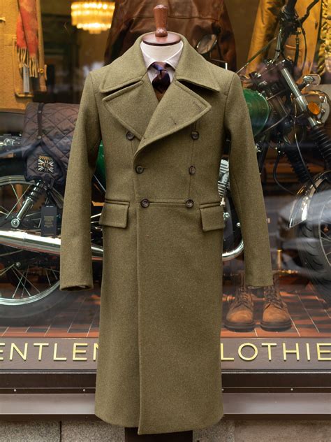 Chrysalis Churchill Greatcoat Military Green Tweed Gentlemens Clothier