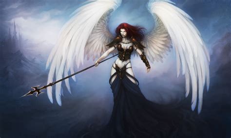 Temple Fantasy Art Wings Angel Hoods Armor Sword Sculpture