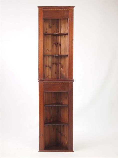 Pair Edwardian Hanging Corner Cabinets Tall Shelf Unit