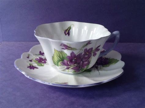 Shelley Violets Teacup And Saucer Fine Bone China England Tea Etsy