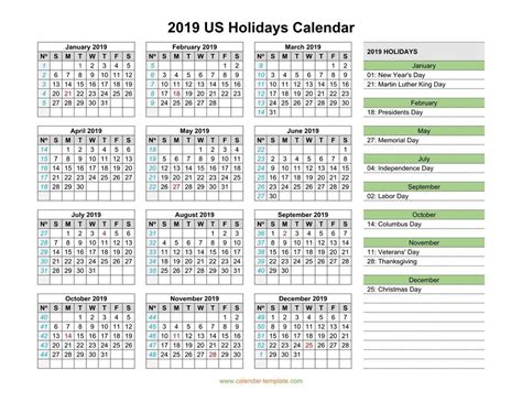 Us Holidays Calendar 2019 Us Holiday Calendar Holiday Calendar