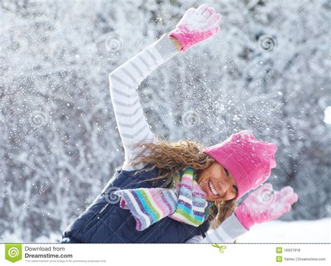 Playful Girl In Winter Stock Photo Image Of Cold Nature 16937918