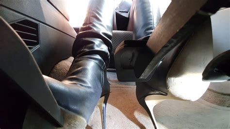 High Heel Leather Boots Driving And Pedal Pumping Manual Car