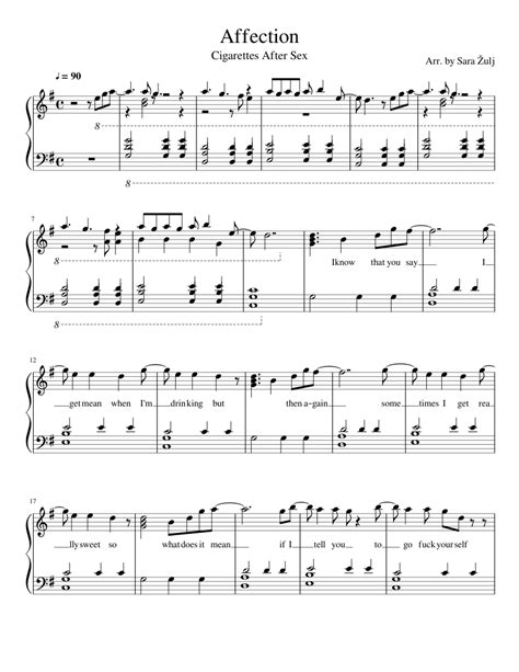 Affection By Cigarettes After Sex Sheet Music For Piano Solo Easy