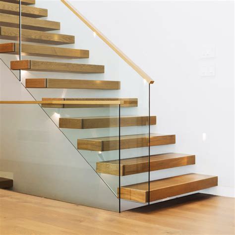 Modern Staircase Design With Floating Timber Steps An