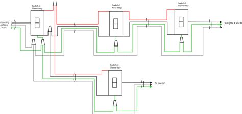 3 switch 1 light control diagram. electrical - Is it possible to control 3 light fixtures with 4 switches? - Home Improvement ...