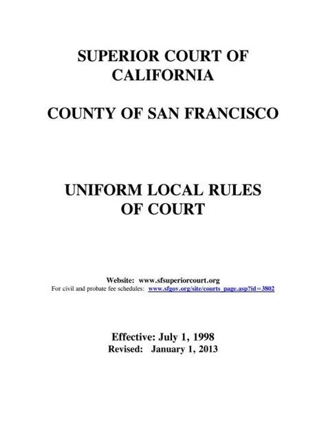 Superior Court Of California County Of San Francisco Uniform Local