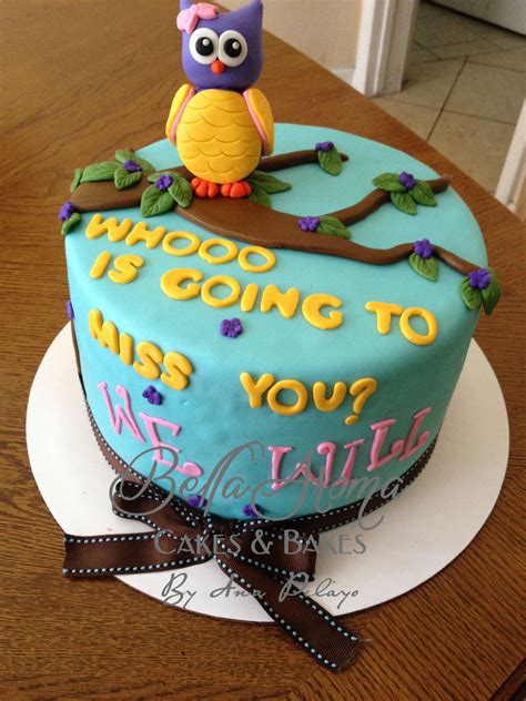 Great original idea what is a paleo ganache? owl farewell cake miss you | Farewell cake, Goodbye cake ...