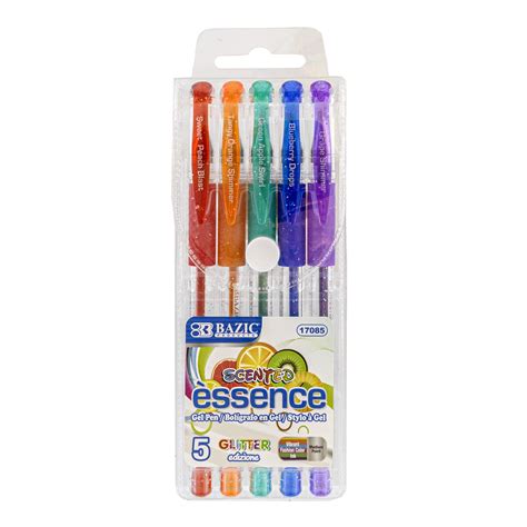 Bazic Essence Scented Glitter Color Gel Pen Comfort Grip 5pack 1