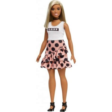 Barbie Fashionistas 111 Curvy Doll White Love Tank Top Polka Dot Skirt For Sale Online Ebay