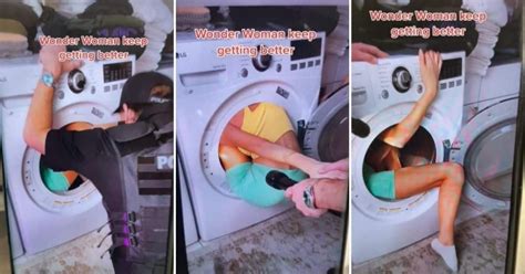 la vidéo d une femme agile coincée dans une machine à laver devient virale un policier se bat
