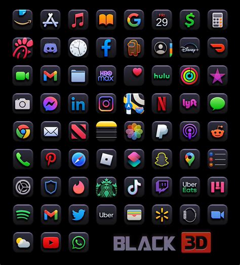 Black 3d App Icons Free Download Black App Icons Aesthetic For Ios 14