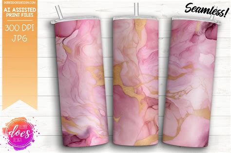 Alcohol Ink Seamless Tumbler Dusty Pink And Gold Printablesublima