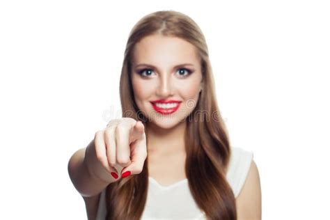 Pointing Finger Female Model Pointing Isolated On White Background Stock Image Image Of