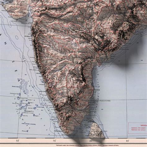 India Topographic Map Shaded Relief Map Fine Art Etsy