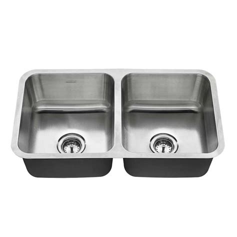 American Standard Undermount 32 In X 18 In Stainless Steel Double Equal Bowl Kitchen Sink In The