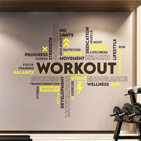 Workout Vinyl Gym Wall Decal Inspirational Words Gym Decal Etsy Gym