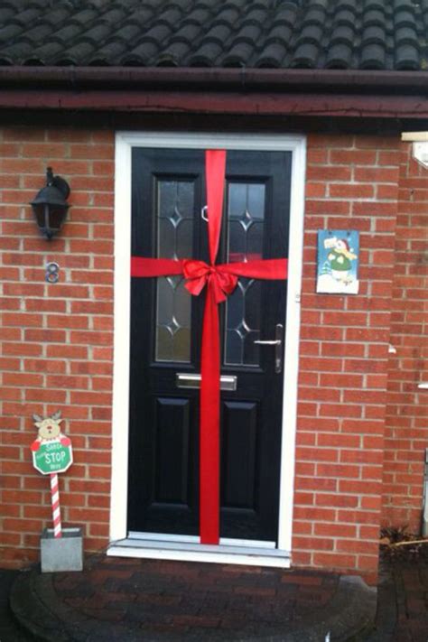 My Wrapped Front Door Front Door Christmas Decorations Christmas