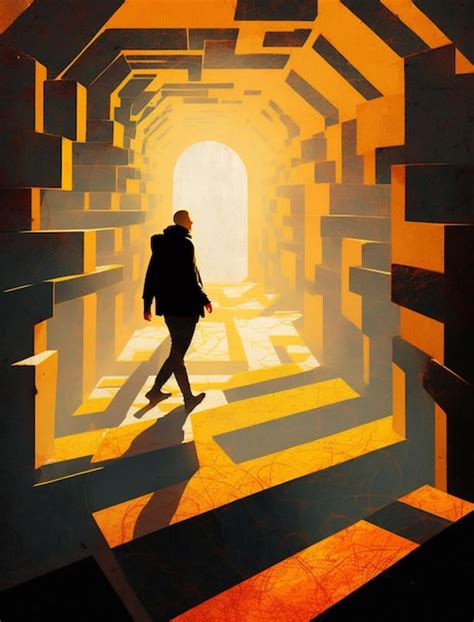 Premium Ai Image There Is A Man Walking Through A Tunnel With A Light