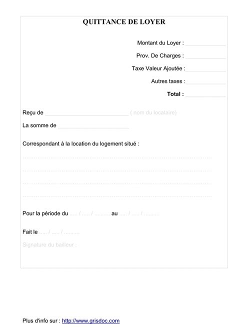 Mod Le De Quittance De Loyer Doc Pdf Page Sur