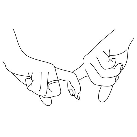 Illustration Line Drawing A Hands Making Promise As A Friendship Concept Loving Couple Holding