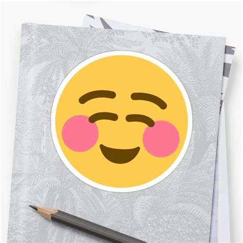 Happy Blushing Emoji Cute Smiling Emoji Sticker By Perspectiveis Redbubble