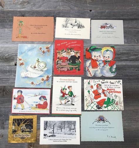 Antique CHRISTMAS CARDS 12 Vintage Holiday Card Lot Mid To Etsy