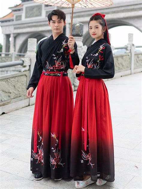 Chinese Traditional Clothes Black Red Hanfu Male And Female Artofit