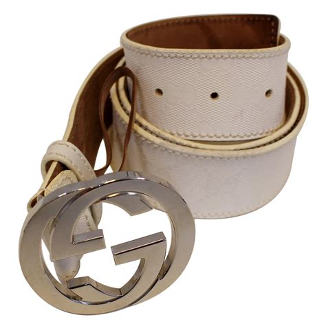 Gucci Belt Interlocking G Leather White Size 41