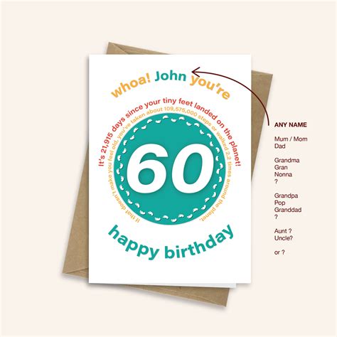 Funny 60th Birthday Card For Him Or Her Personalised 60 Etsy Australia