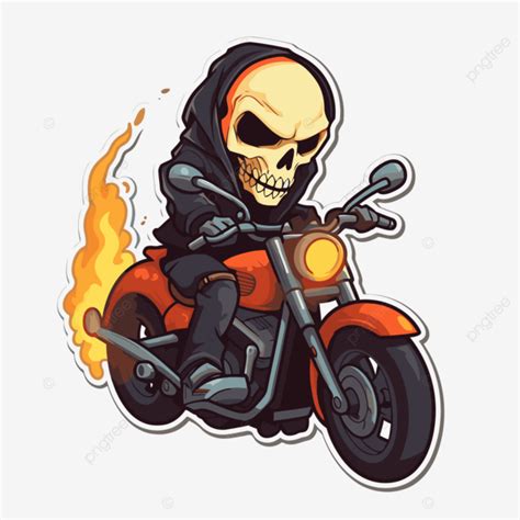 Skull Riding Motorcycle Sticker Vector Ghost Rider Ghost Rider