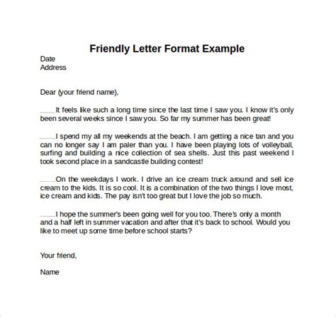 Free 15 Sample Friendly Letter Formats In Pdf Ms Word