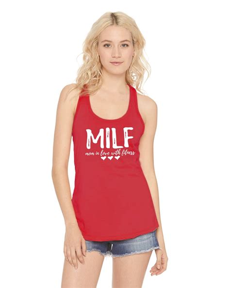 Ladies Milf Mom In Love With Fitness Racerback Wife Gym Workout Ebay