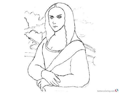 Mona Lisa Coloring Pages Practice Sketch by alphakazuya - Free