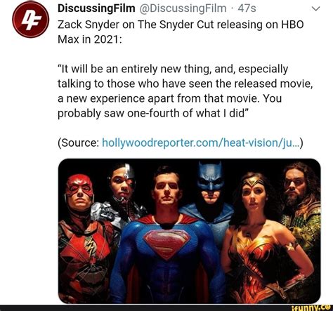 Zack Snyder On The Snyder Cut Releasing On Hbo Max In 2021 It Will Be