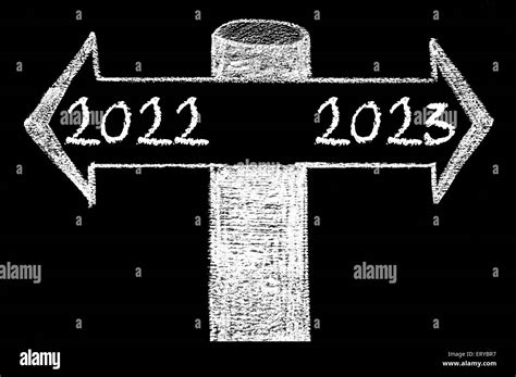 Opposite Arrows With Year 2022 Versus Year 2023 Hand Drawing With