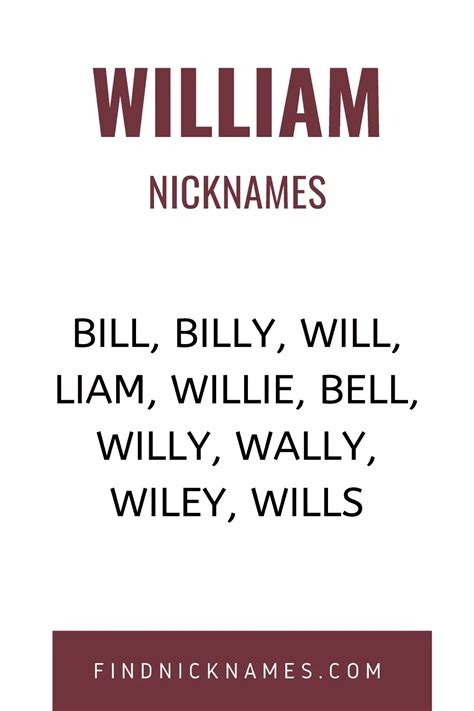 70 Popular Nicknames For William Find Nicknames