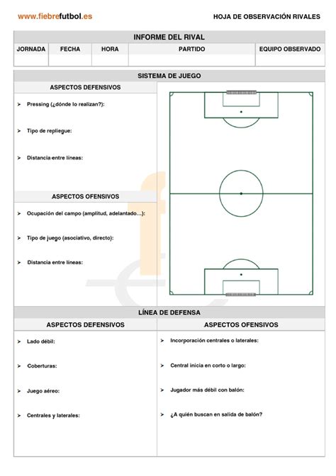Plantilla Sesion Entrenamiento Futbol Excel Football