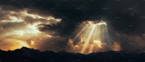 Rays Of Light Shining Through Clouds Nature Stock Photos ~ Creative