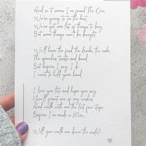 Walk Me Down The Aisle Poem Ivory For Dad Step Dad Uncle Friend Etc Weddings Gifted
