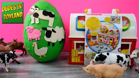 Farm Animals Toys Giant Playdough Surprise Eggs Fisher Price Little