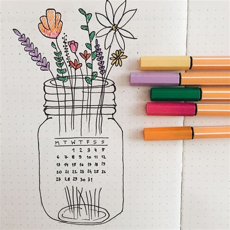 Journaling Bujo Layout May Layout Flowers Front Page Doodles