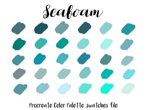 Procreate Color Palette Seafoam Procreate Swatches Procreate Etsy In