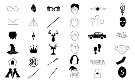 Harry Potter Icons on Behance Harry Potter Symbols Art, Tiny Harry