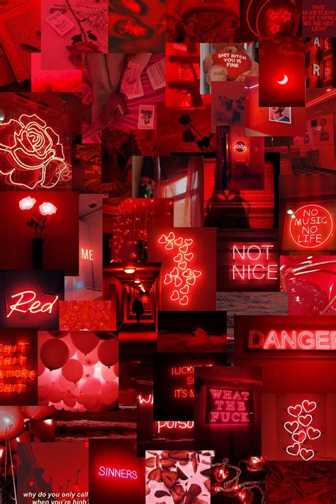 Red Aesthetic Digital Wallpaperbackground Collage