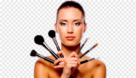 Mulher Segurando Pincéis De Maquiagem Cosméticos Make Up Artist Beleza