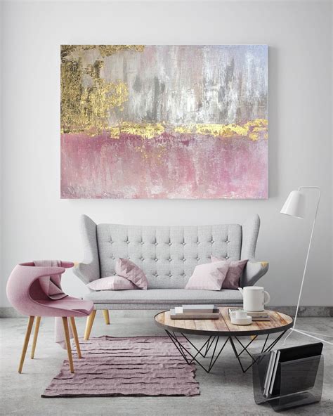 Golden Pink Abstract Painting Gold Pink Modern Art Abstract Etsy