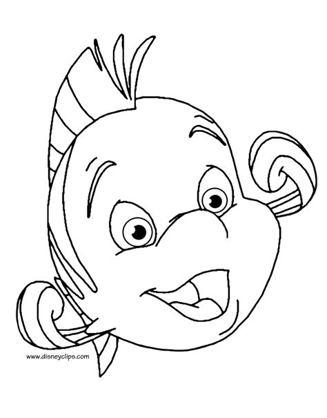 Flounder Little Mermaid Colouring Pages Clip Art Library
