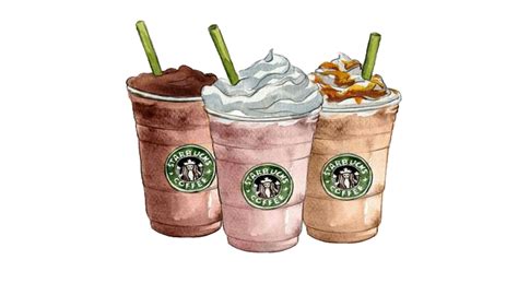 Download Coffee Frappuccino Latte Milkshake Starbucks Cartoon Hq Png